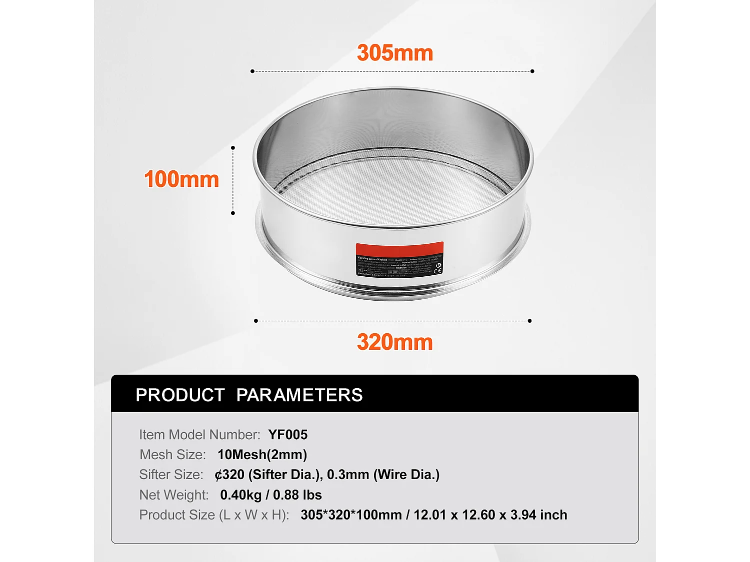 Tamis à Farine SucceBuy Tamis à Farine à Maille Fine en Acier Inoxydable, Tamis à Farine à 10 Mailles pour la Cuisson des Gâteaux