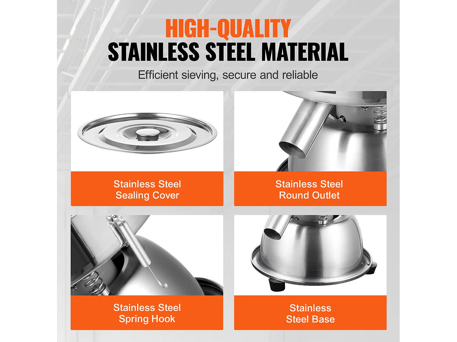 Tamis à Farine SucceBuy Machine de Tamisage Vibrante Électrique avec Tamiseur Automatique 10 + 60 Mesh