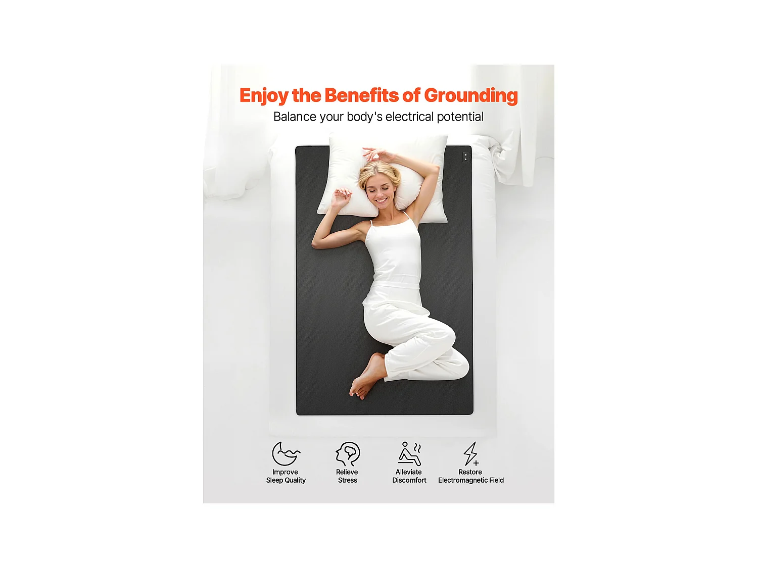 Tapis de Mise à la Terre, SucceBuy Tapis de Mise à la Terre 1856×1380 mm avec Câble pour Sommeil et Énergie