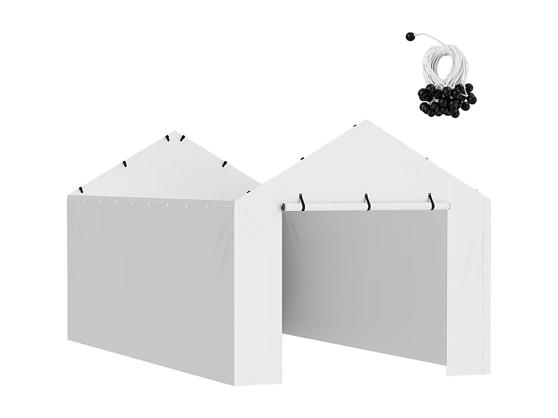 Auvent de Remplacement pour Abri d'Auto SucceBuy, 304,8 x 609,6 cm, avec Paroi Latérale, Blanc