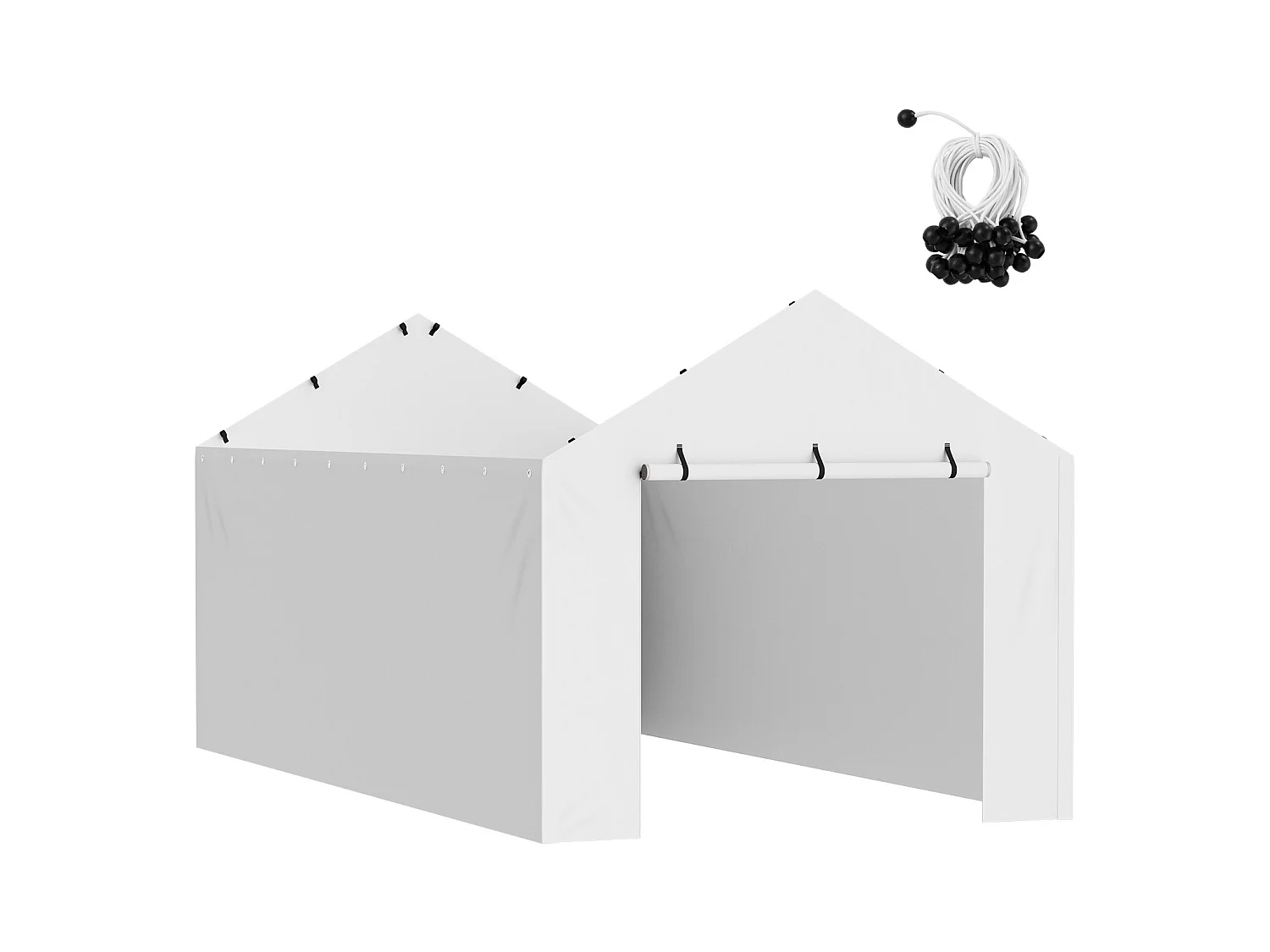 Auvent de Remplacement pour Abri d'Auto SucceBuy, 304,8 x 609,6 cm, avec Paroi Latérale, Blanc