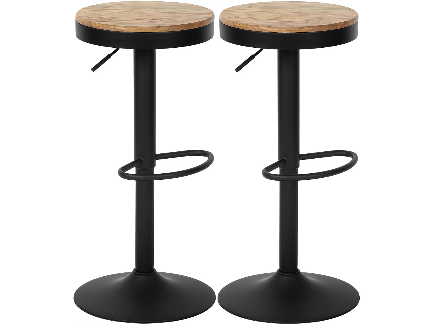 Lot de 2  Tabouret de bar - Bois - Nature - Pitas