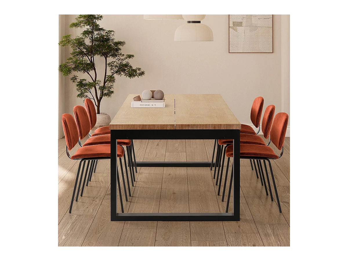 Table à manger rectangulaire en bois, piètement noir, 220 cm - Line