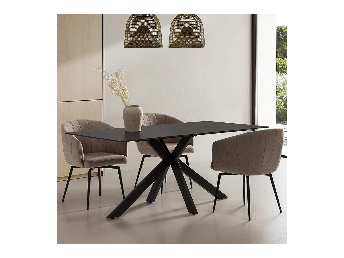 Table à manger rectangulaire en céramique noire 8 pers. 180 cm - Svenn