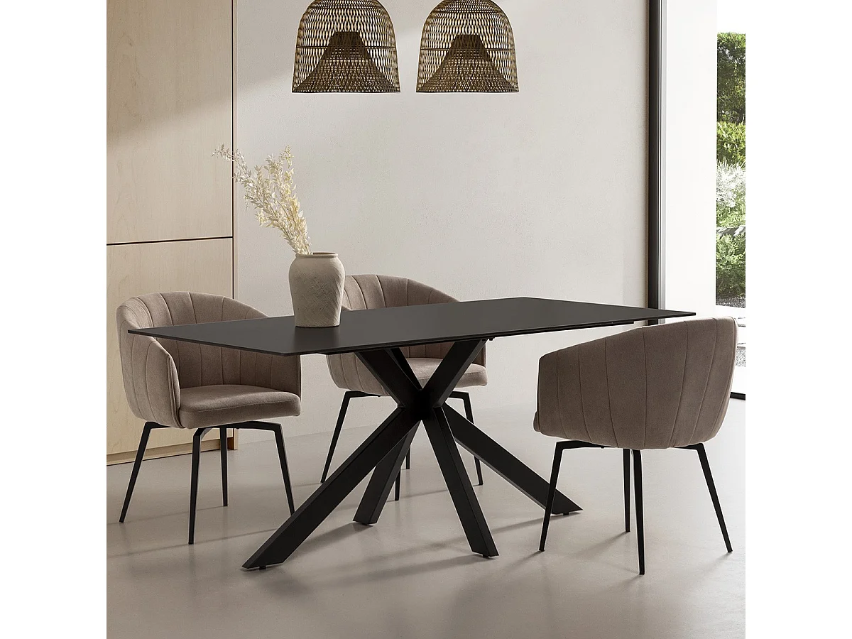 Table à manger rectangulaire en céramique noire 8 pers. 180 cm - Svenn