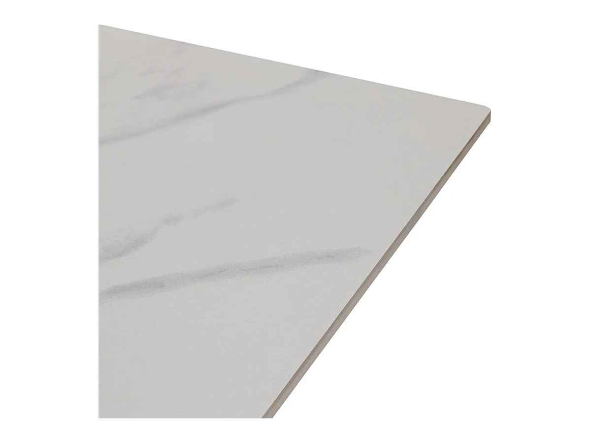 Table à manger rectangulaire en céramique effet marbre blanc 8 pers. 180 cm - Svenn