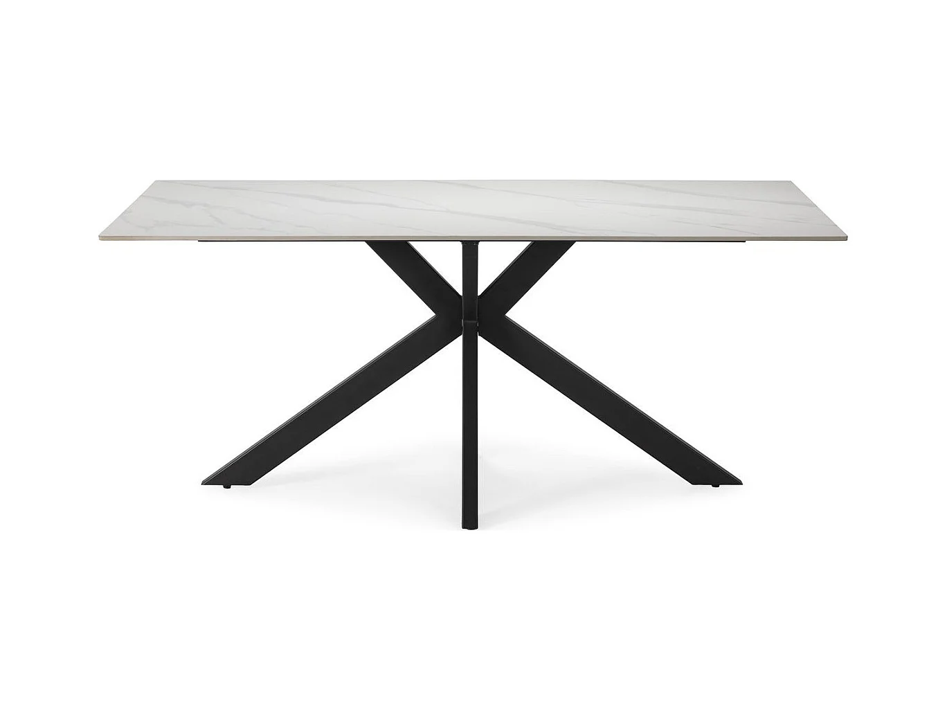 Table à manger rectangulaire en céramique effet marbre blanc 8 pers. 180 cm - Svenn