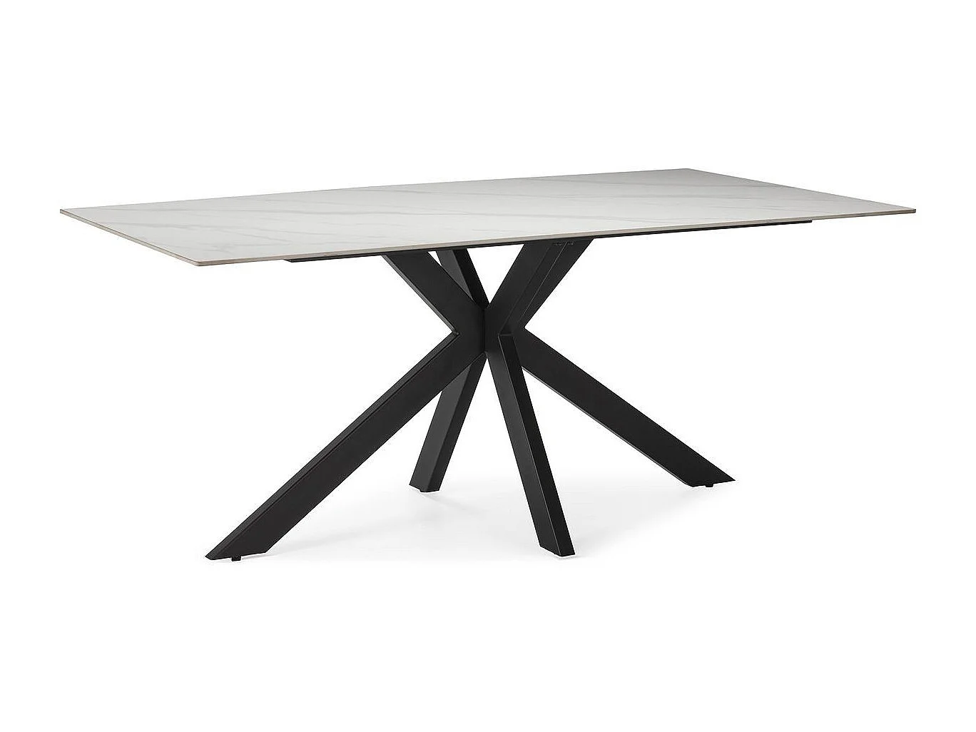 Table à manger rectangulaire en céramique effet marbre blanc 8 pers. 180 cm - Svenn