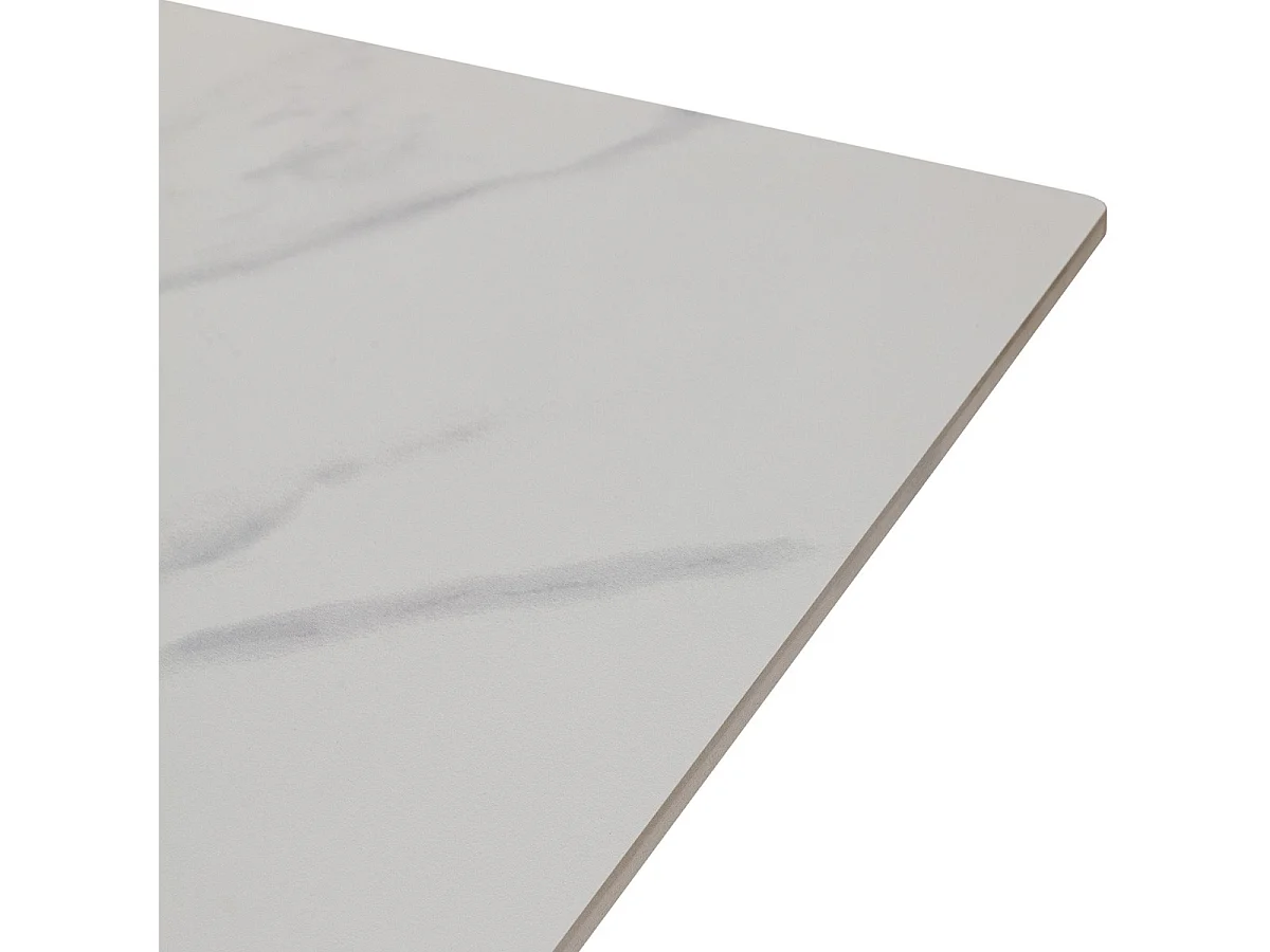 Table à manger rectangulaire en céramique effet marbre blanc 8 pers. 180 cm - Svenn