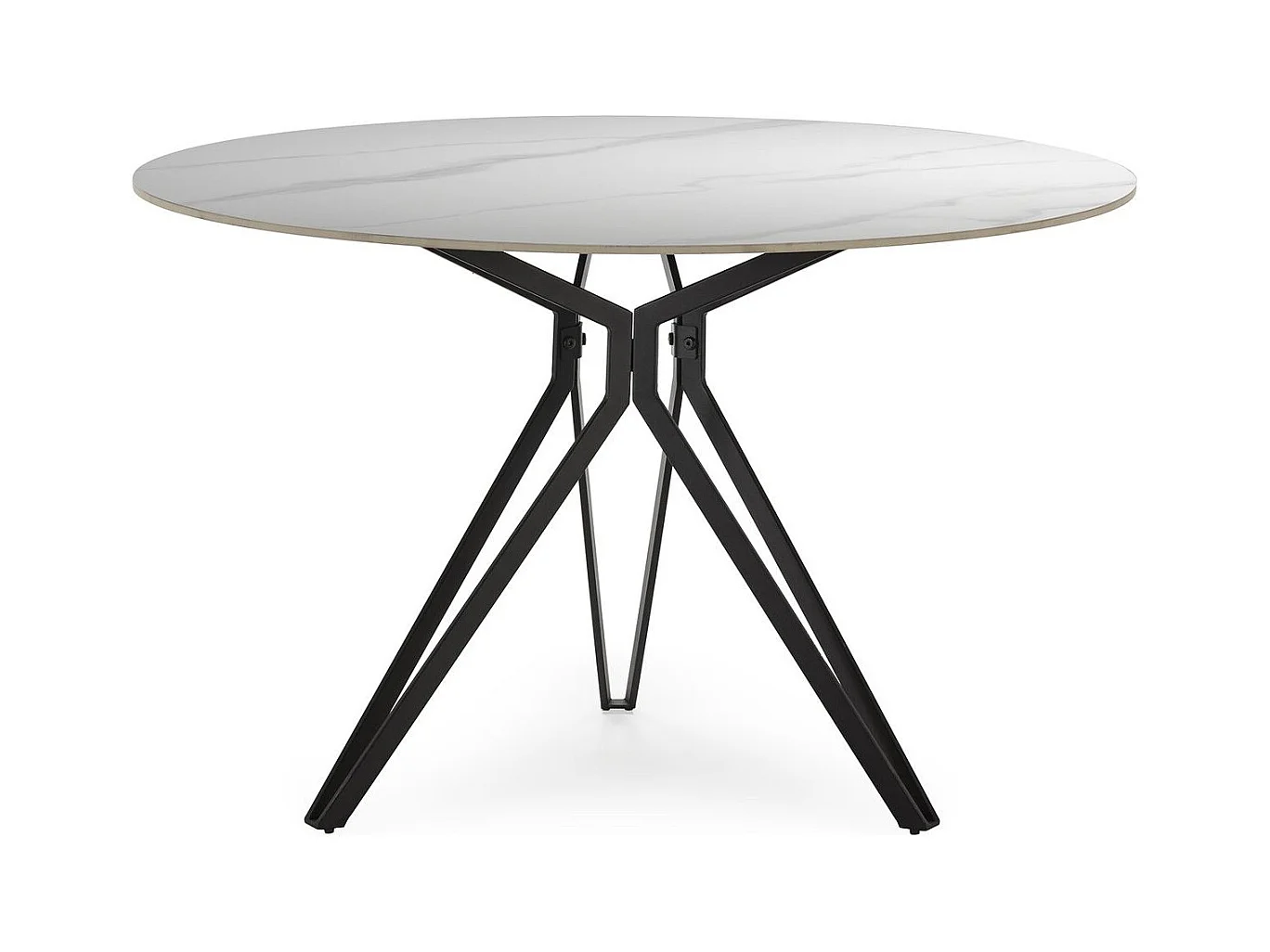 Table à manger ronde en céramique effet marbre blanc 4 personnes 120 cm - Cuma