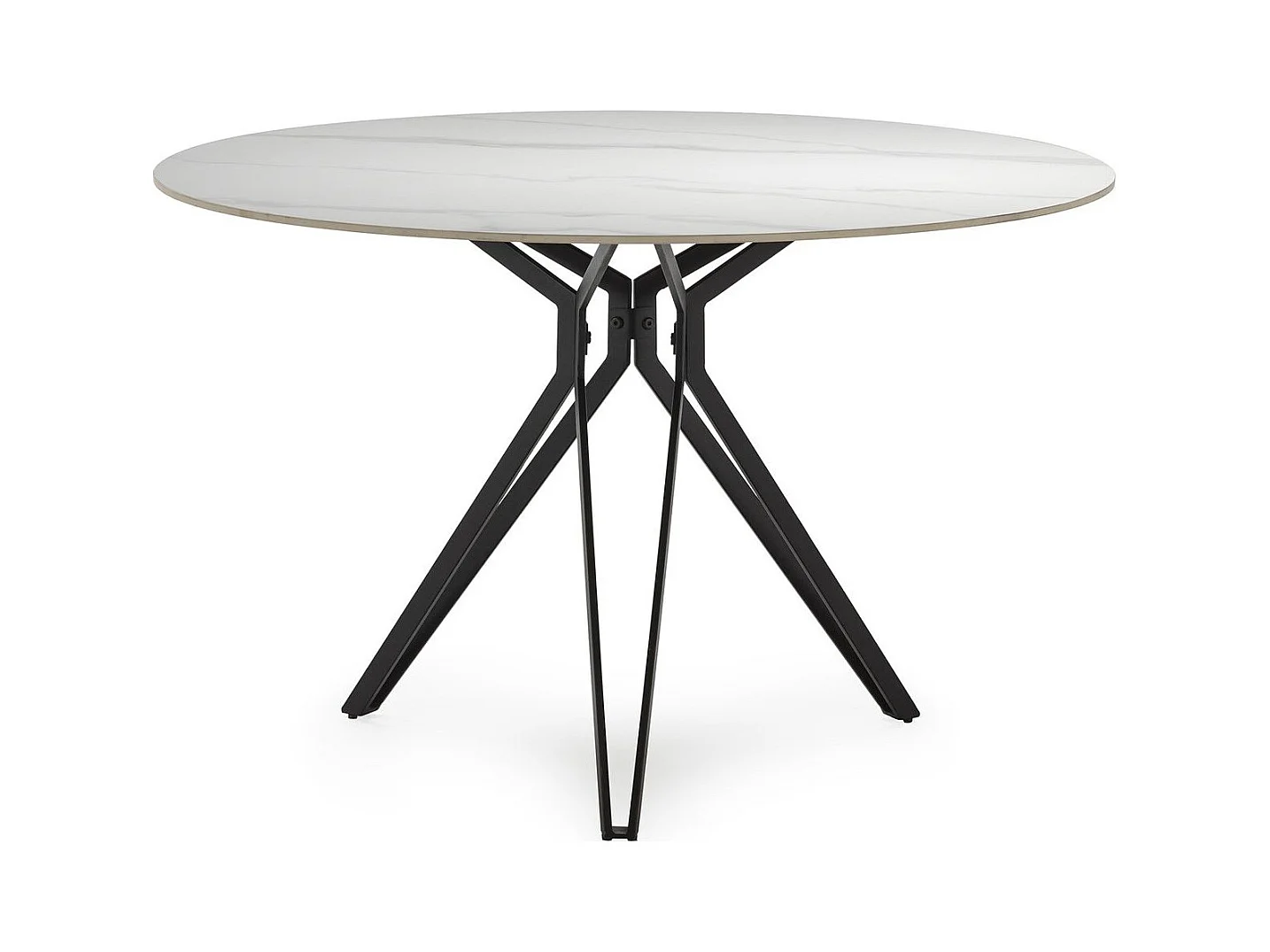 Table à manger ronde en céramique effet marbre blanc 4 personnes 120 cm - Cuma