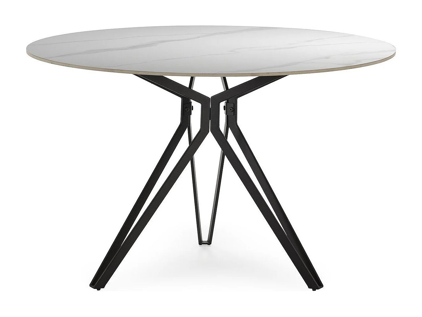 Table à manger ronde en céramique effet marbre blanc 4 personnes 120 cm - Cuma
