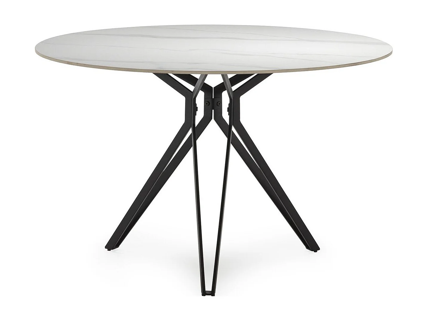 Table à manger ronde en céramique effet marbre blanc 4 personnes 120 cm - Cuma