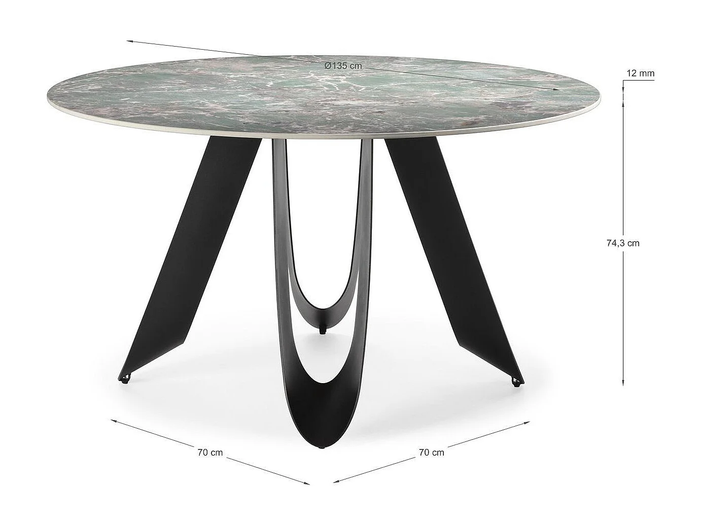 Table à manger ronde en céramique effet pierre 4 à 6 pers. 135 cm - Orso