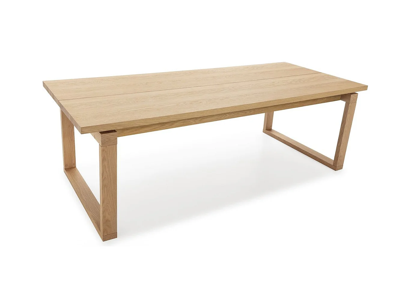 Table à manger rectangulaire en bois, piètement couleur chêne, 220 cm - Line