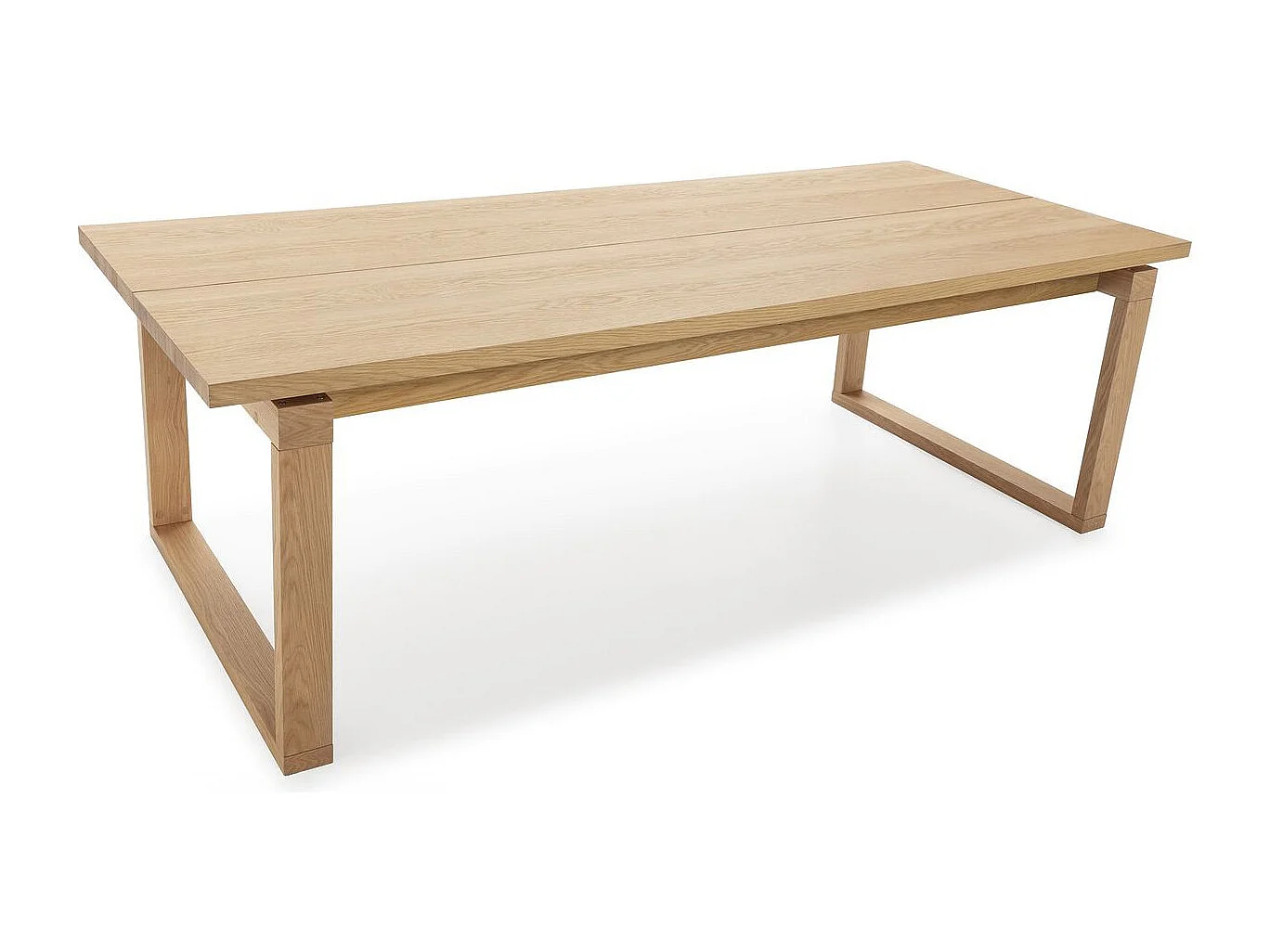 Table à manger rectangulaire en bois, piètement couleur chêne, 220 cm - Line