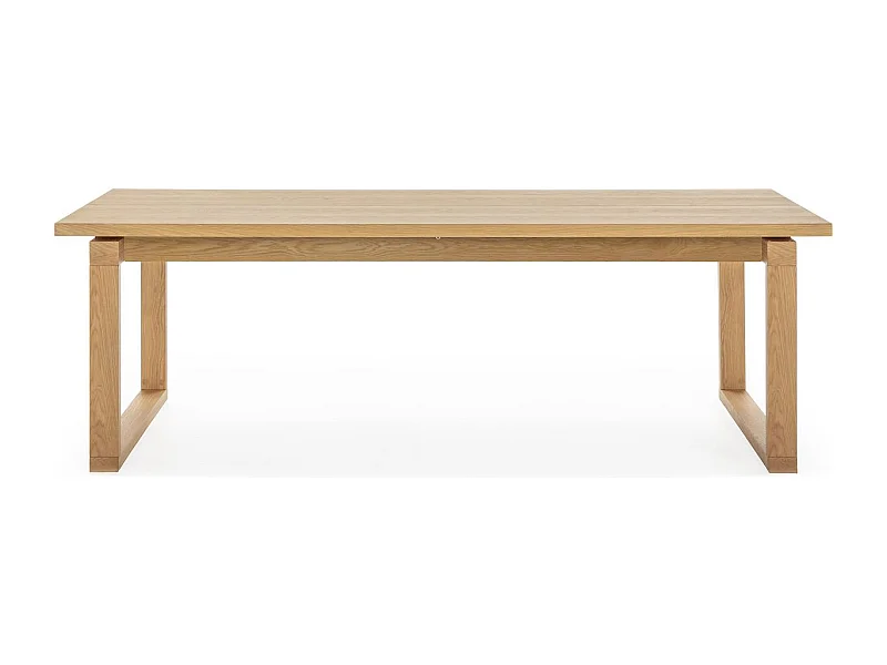 Table à manger rectangulaire en bois, piètement couleur chêne, 220 cm - Line