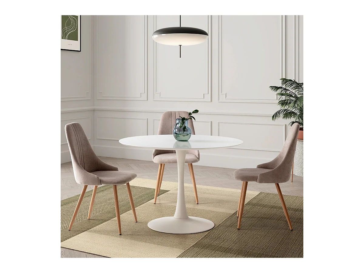 Table à manger ronde blanche Ø 110 cm - Lilo