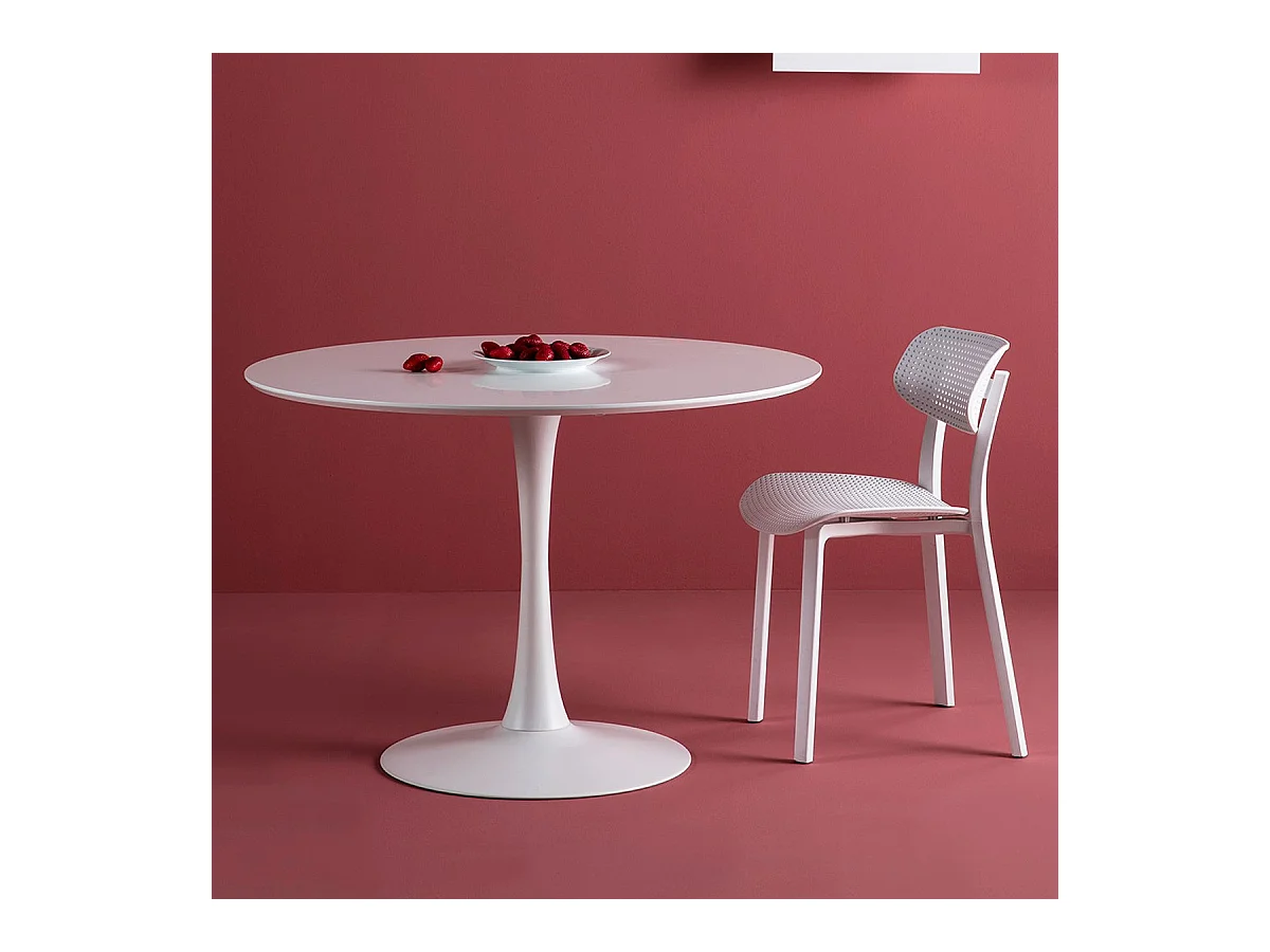 Table à manger ronde blanche Ø 110 cm - Lilo