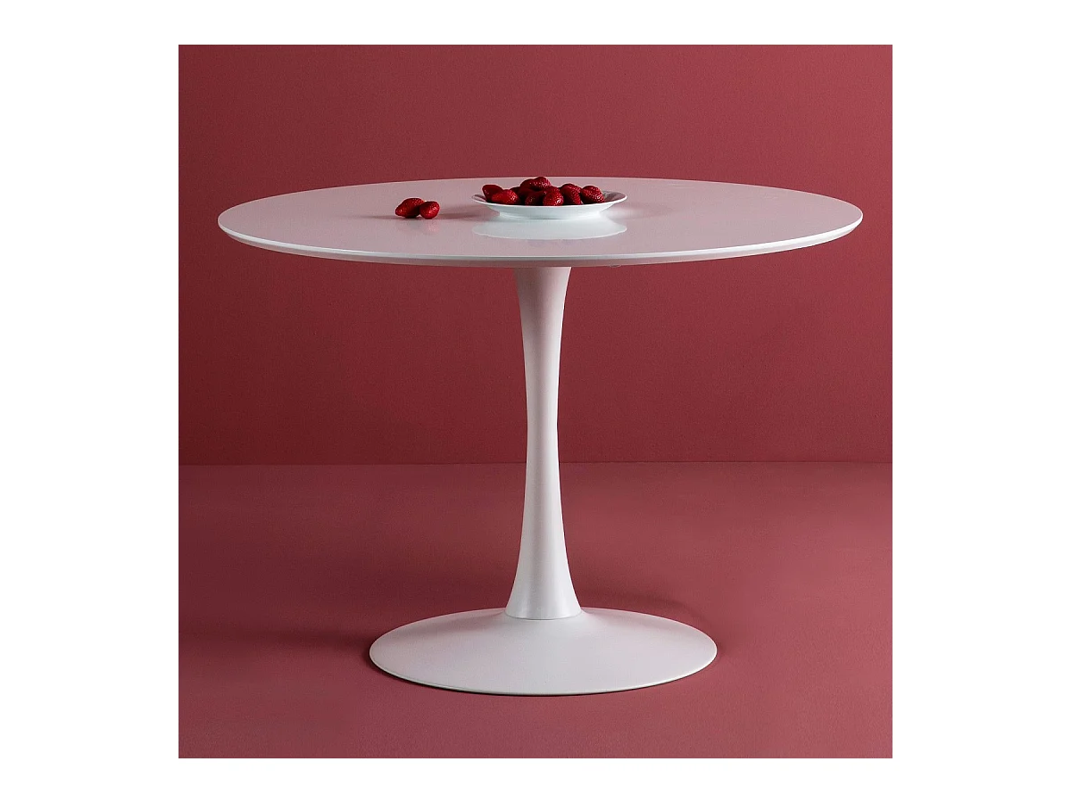 Table à manger ronde blanche Ø 110 cm - Lilo