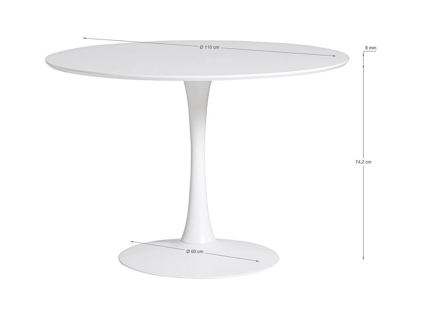 Table à manger ronde blanche Ø 110 cm - Lilo