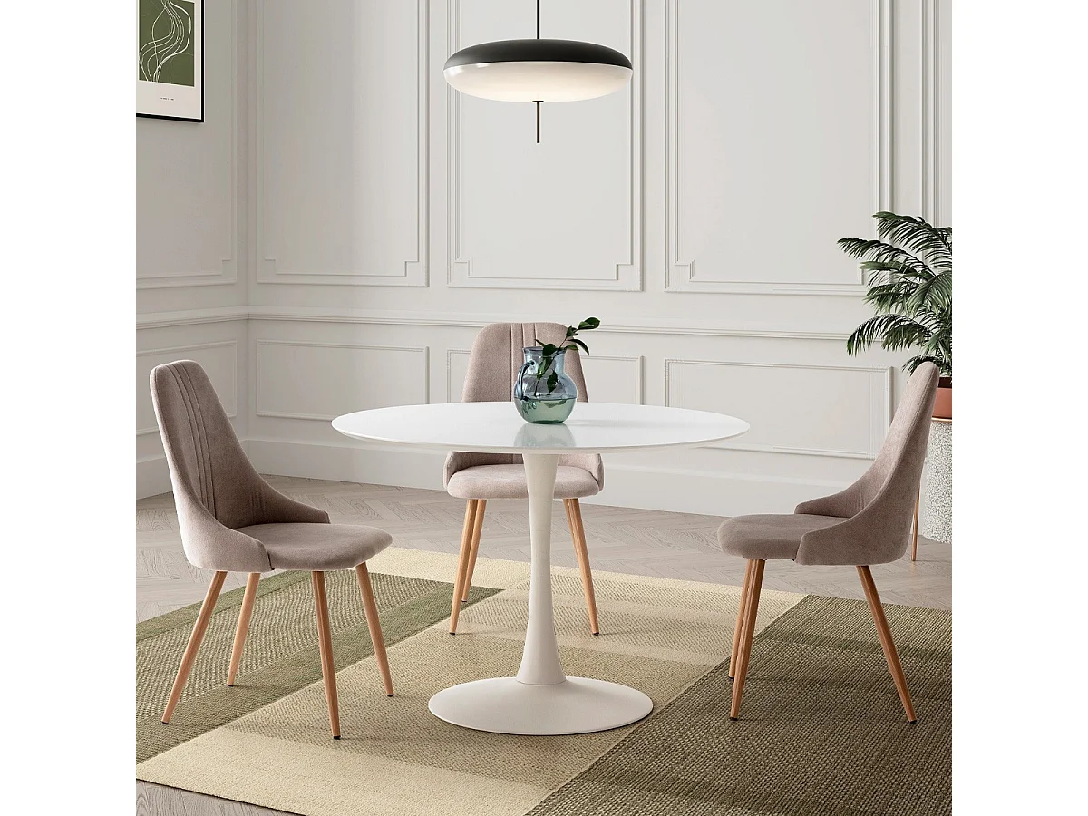 Table à manger ronde blanche Ø 110 cm - Lilo