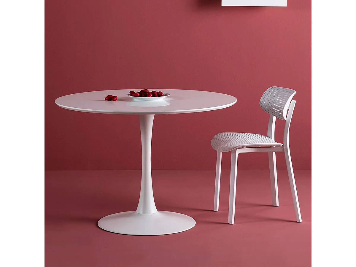 Table à manger ronde blanche Ø 110 cm - Lilo