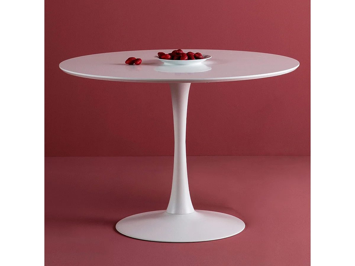 Table à manger ronde blanche Ø 110 cm - Lilo