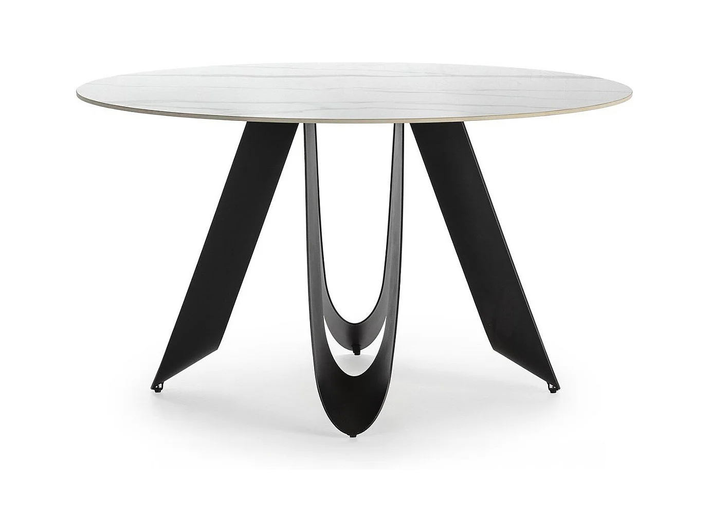 Table à manger ronde en céramique effet marbre blanc 4 à 6 pers. 135 cm - Orso