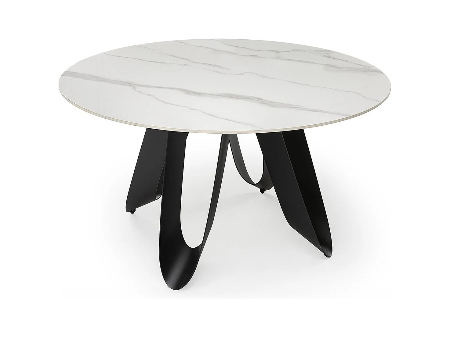 Table à manger ronde en céramique effet marbre blanc 4 à 6 pers. 135 cm - Orso