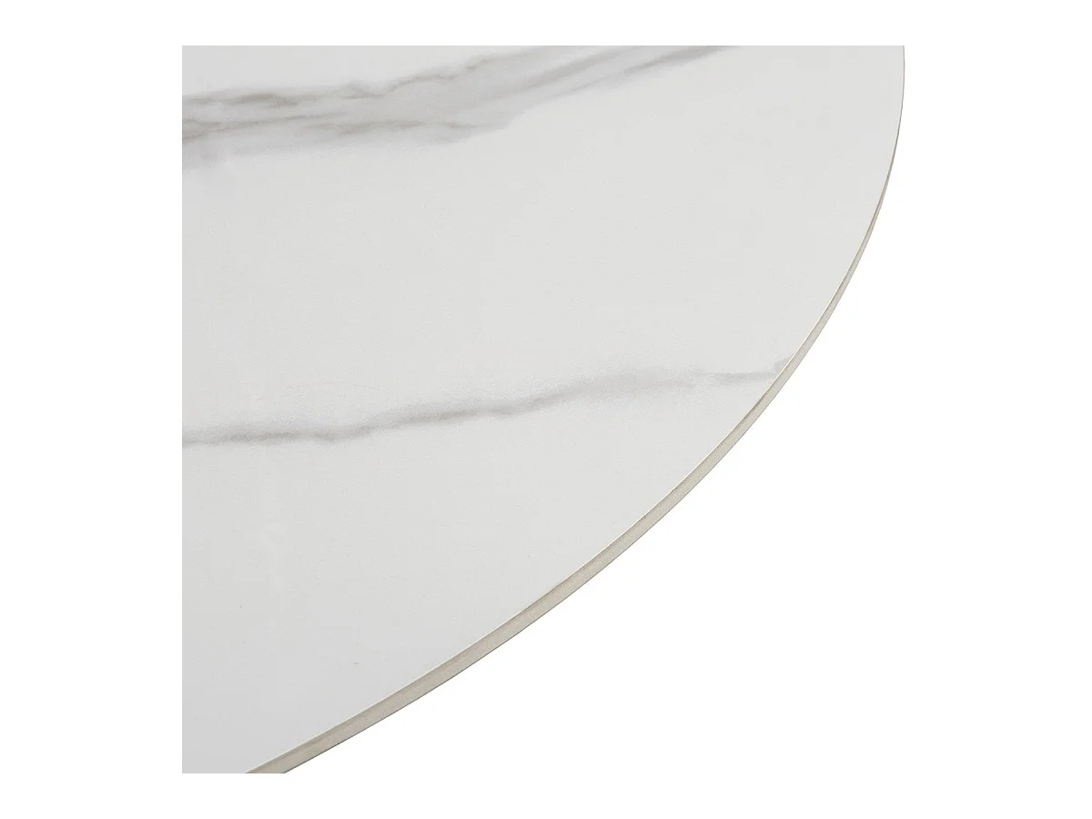Table à manger ronde en céramique effet marbre blanc 4 à 6 pers. 135 cm - Orso