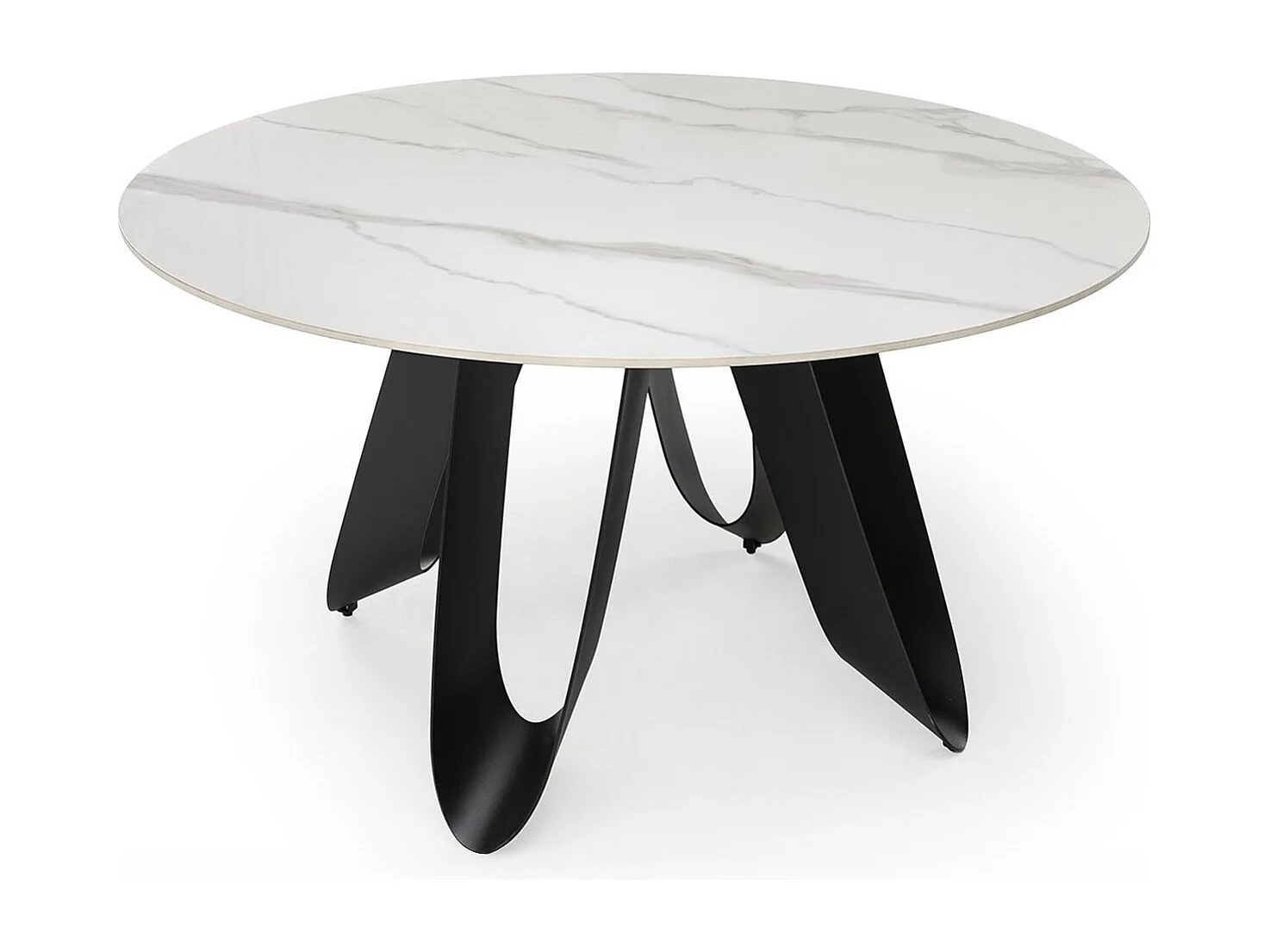 Table à manger ronde en céramique effet marbre blanc 4 à 6 pers. 135 cm - Orso