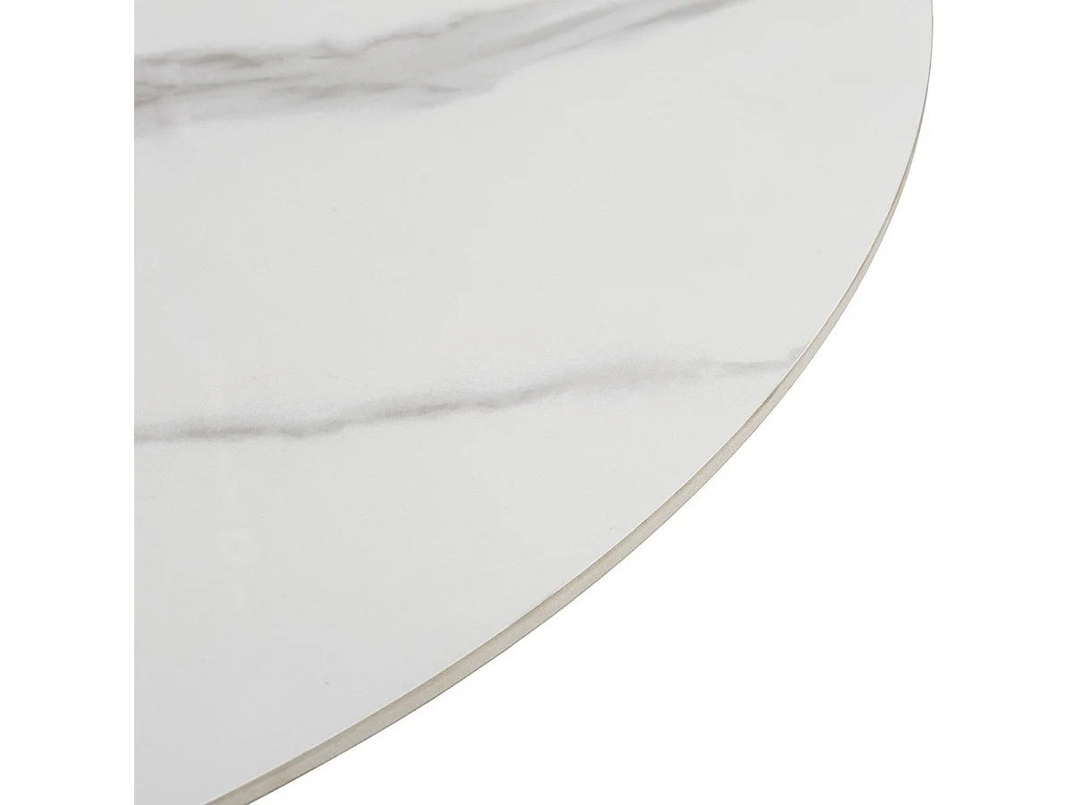 Table à manger ronde en céramique effet marbre blanc 4 à 6 pers. 135 cm - Orso