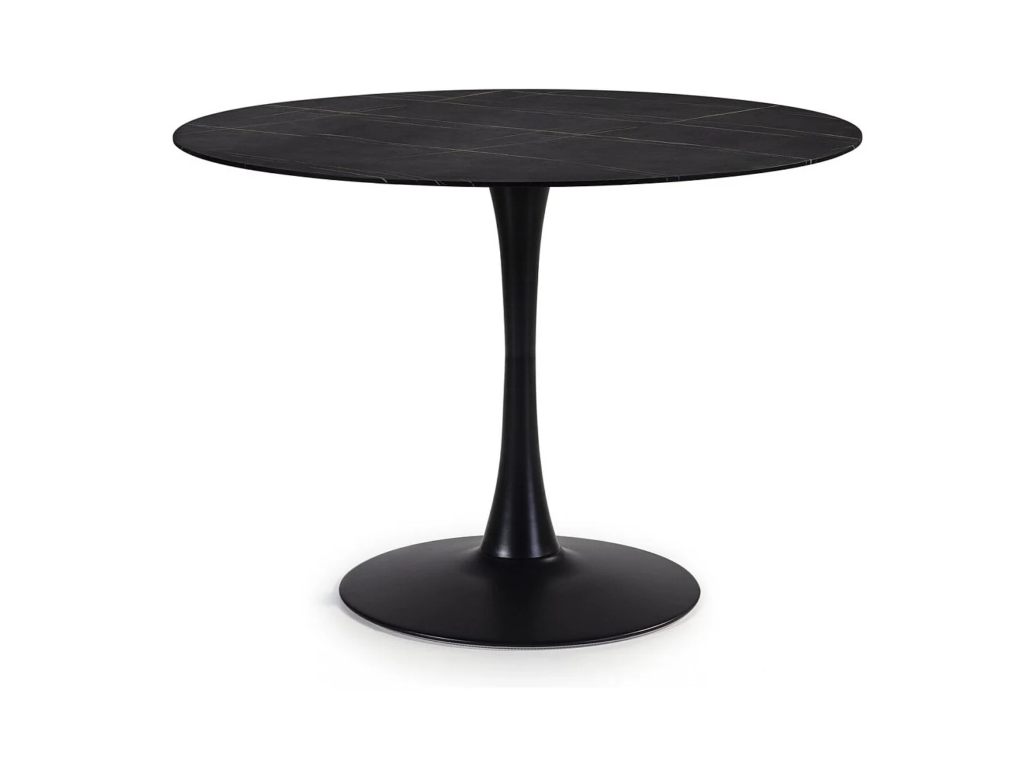 Table à manger ronde effet marbre noir 4 pers. 110 cm - Prima