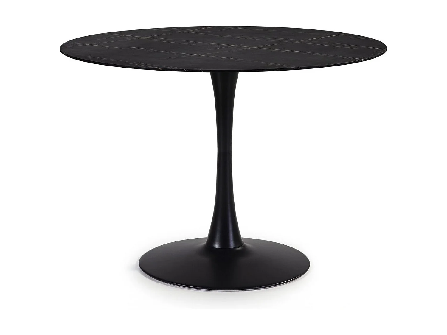 Table à manger ronde effet marbre noir 4 pers. 110 cm - Prima