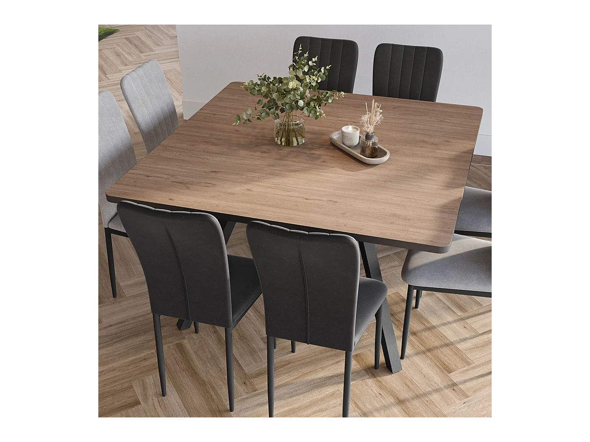 Table à manger carrée effet chêne 136 cm - Brann