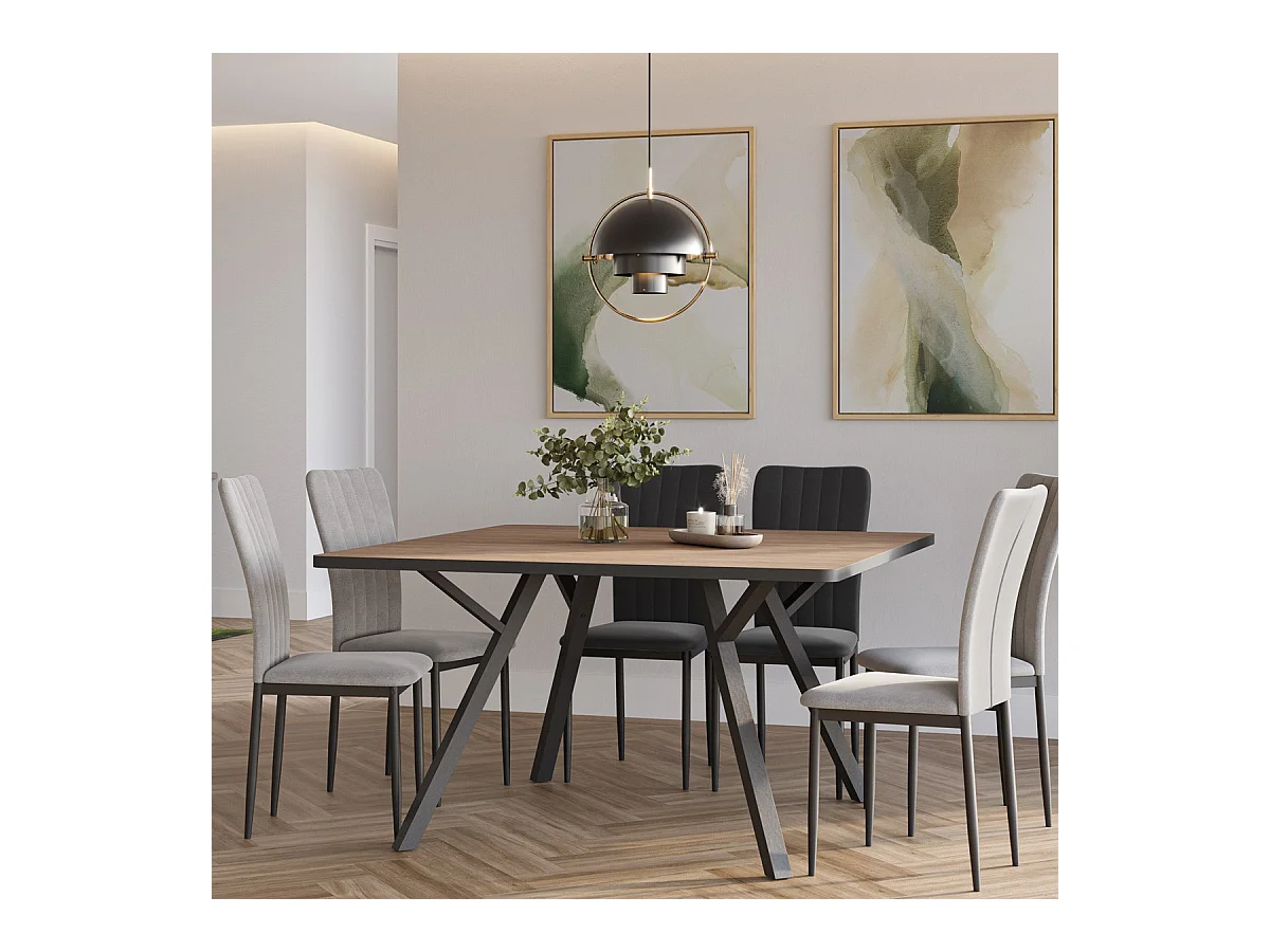 Table à manger carrée effet chêne 136 cm - Brann