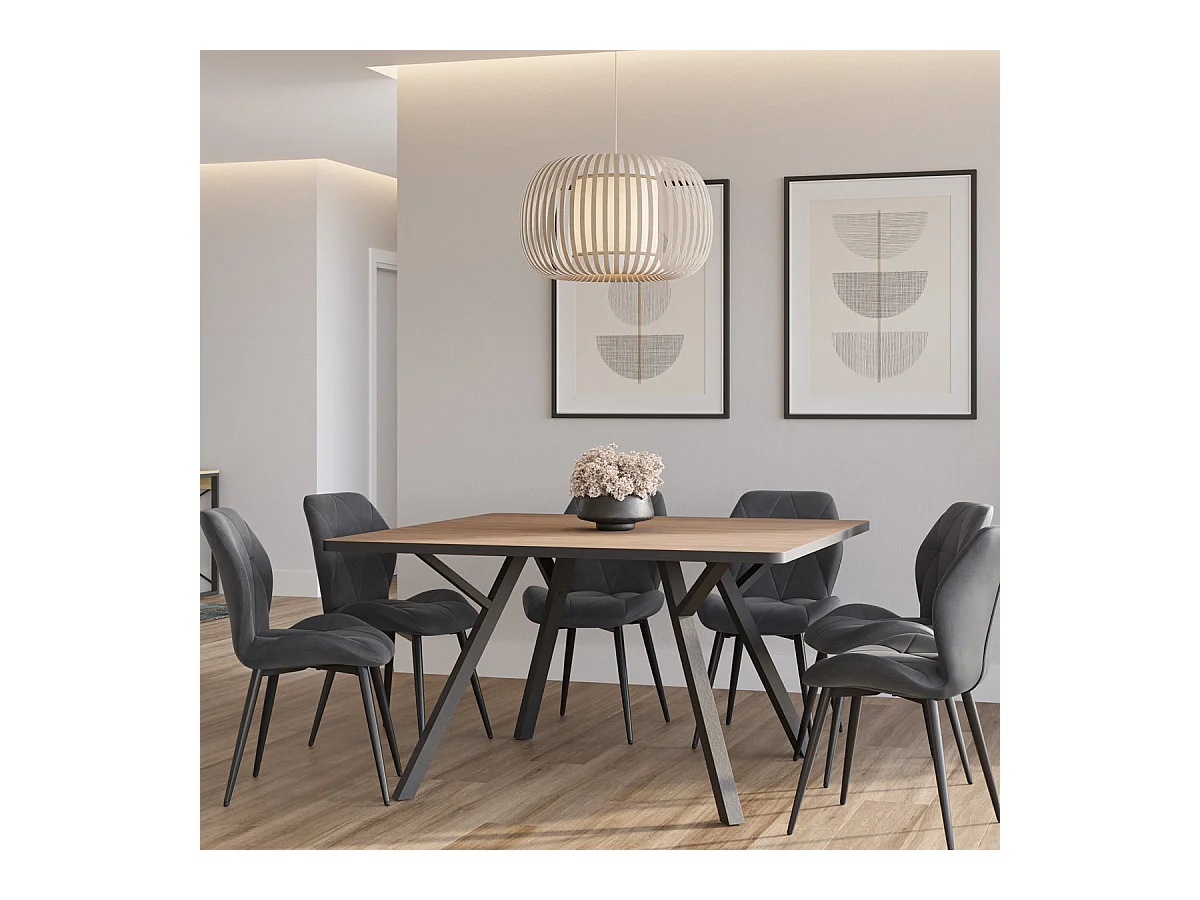 Table à manger carrée effet chêne 136 cm - Brann