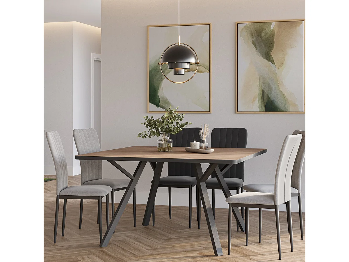 Table à manger carrée effet chêne 136 cm - Brann