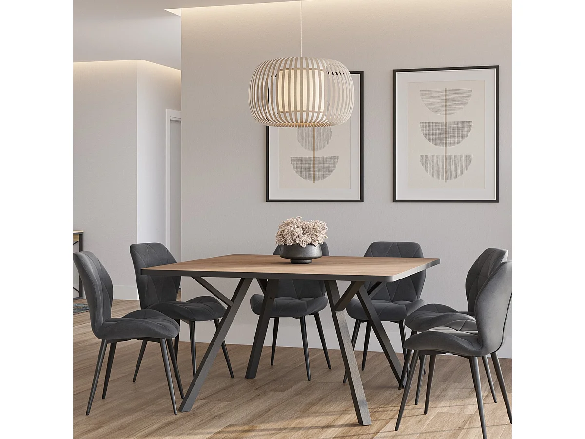 Table à manger carrée effet chêne 136 cm - Brann