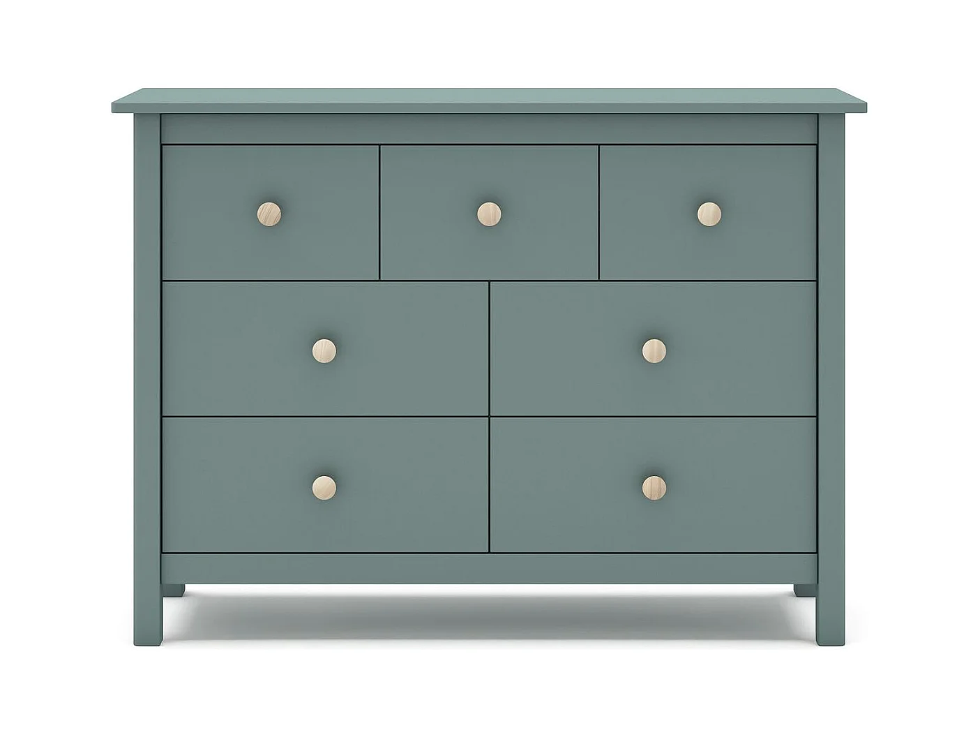 Commode enfant 7 tiroirs en bois massif vert pétrole 110 - Melvin