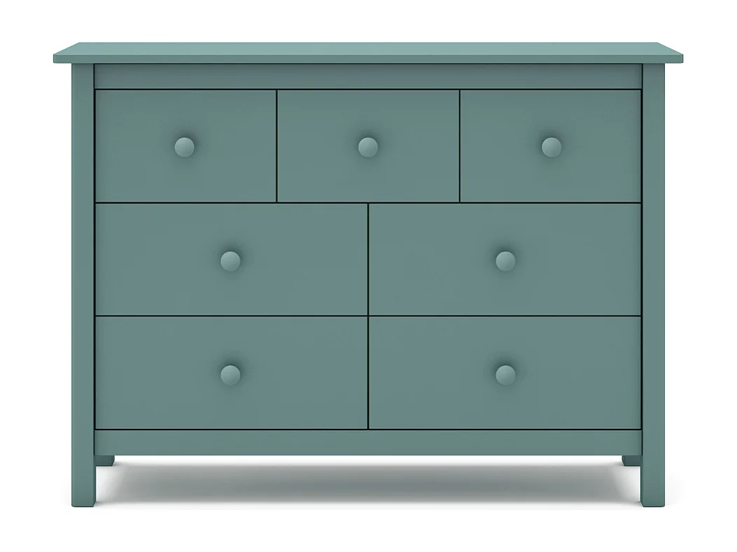 Commode 7 tiroirs décor vert laqué L110 cm CAMILLE