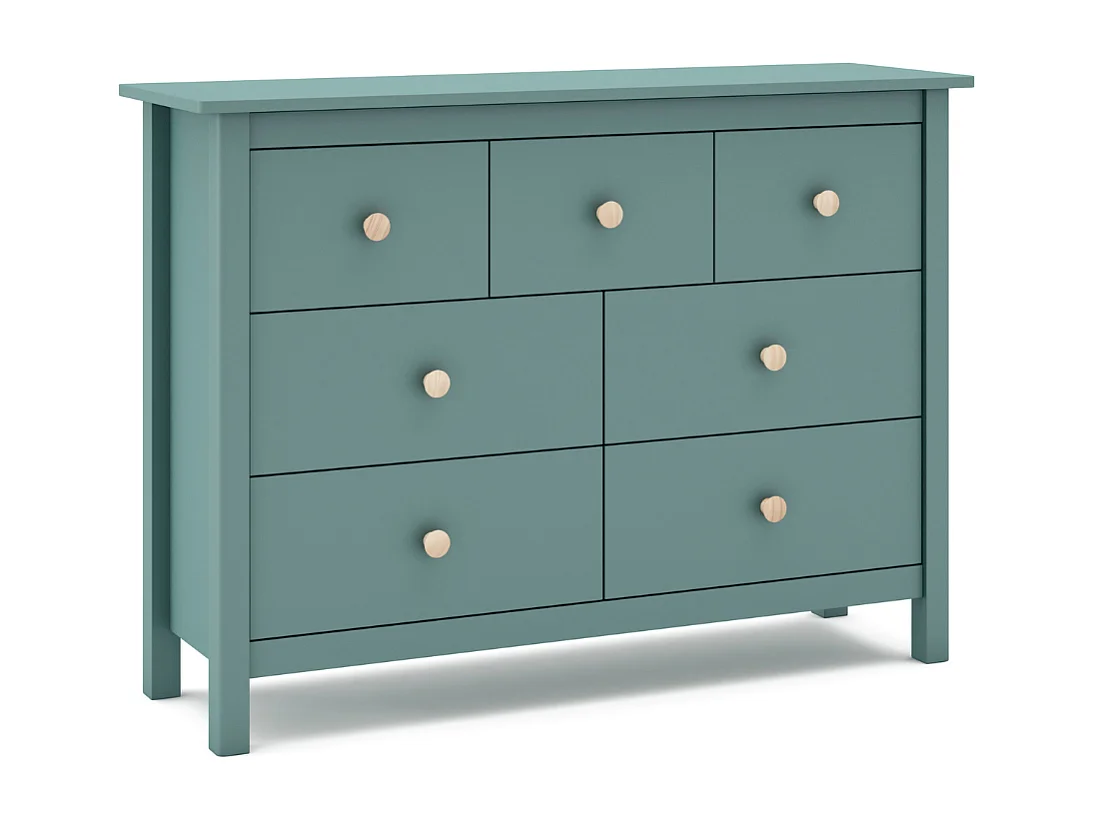 Commode 7 tiroirs décor vert laqué L110 cm CAMILLE