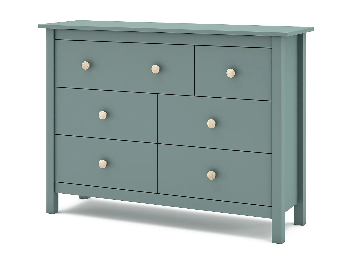Commode 7 tiroirs décor vert laqué L110 cm CAMILLE