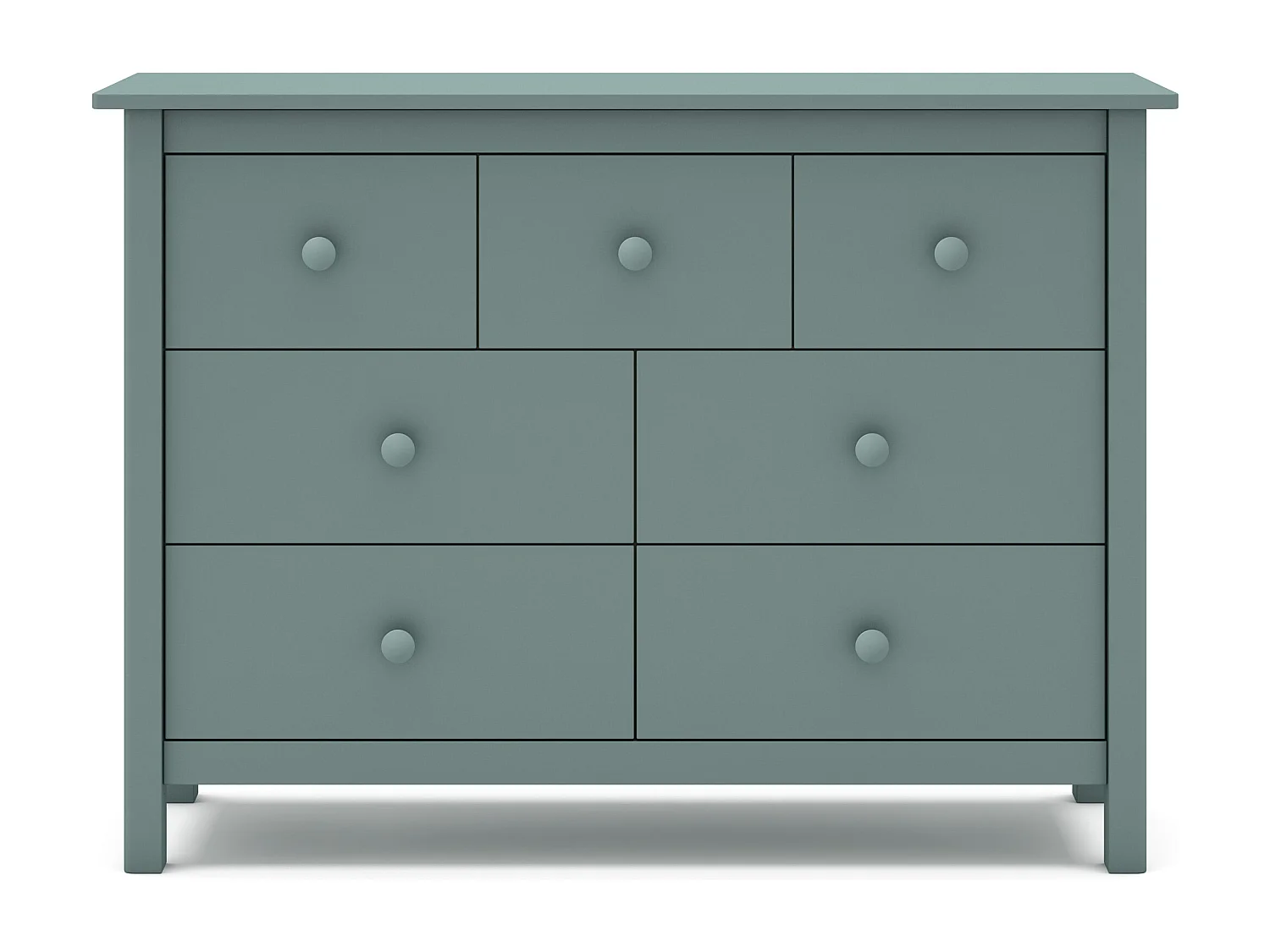 Commode 7 tiroirs décor vert laqué L110 cm CAMILLE