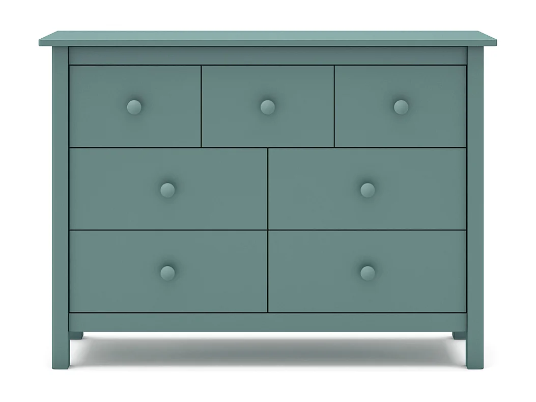 Commode 7 tiroirs décor vert laqué L110 cm CAMILLE