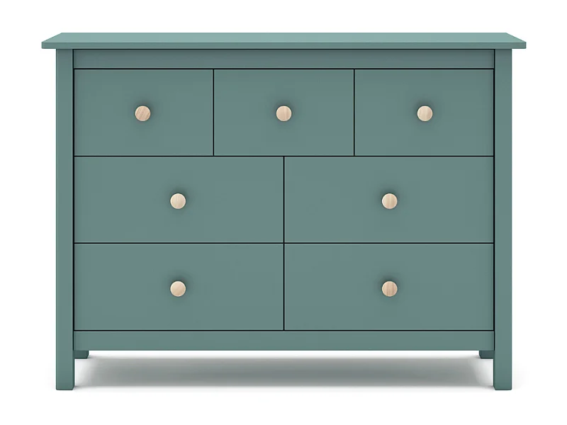 Commode 7 tiroirs décor vert laqué L110 cm CAMILLE