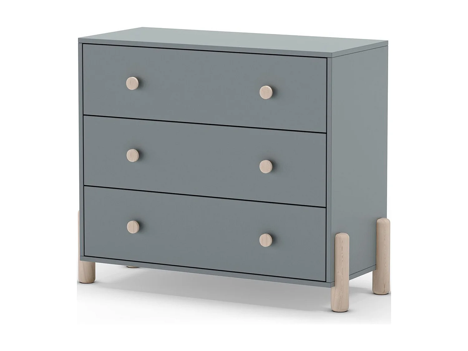 Commode enfant 3 tiroirs en bois vert kaki 90 cm - Bastien