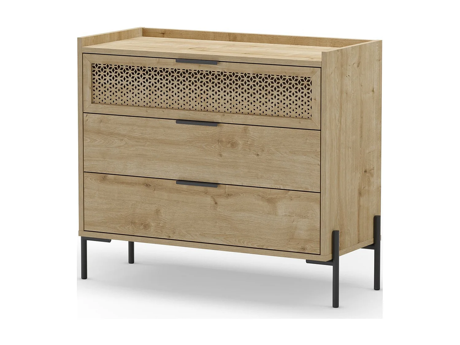 Commode 3 tiroirs effet chêne 90 cm - Corto