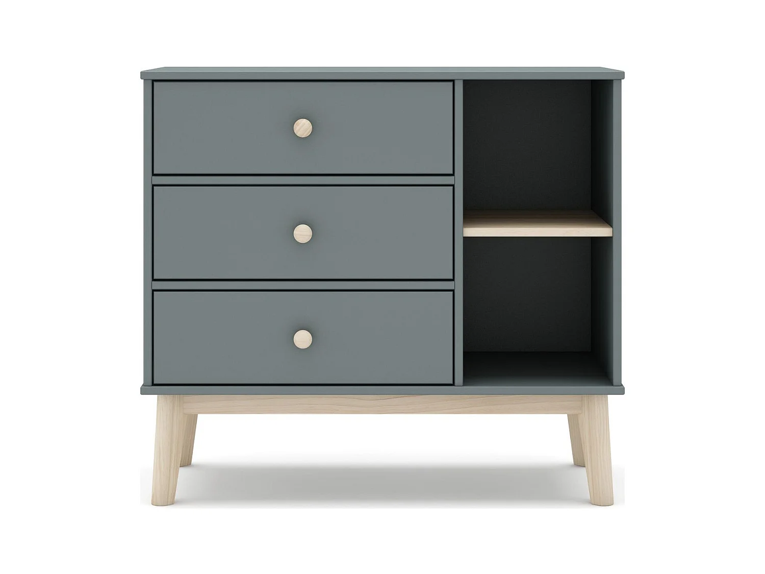 Commode enfant 3 tiroirs en bois vert kaki 90 cm - Elise